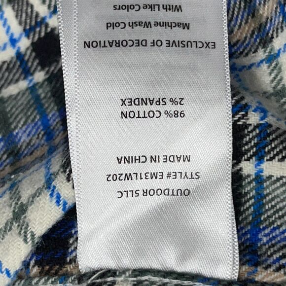 Eddie Bauer‎ Flannel Shirt Men Size Medium Classic Fit Gray Blue Plaid - Picture 8 of 11